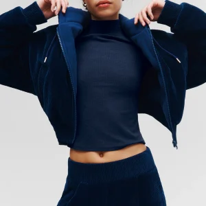 Cropped Cozy Day Full Zip Jacket - Navy
