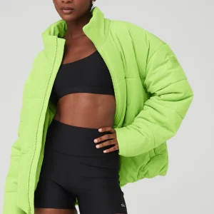Corduroy Stage Puffer - Celery