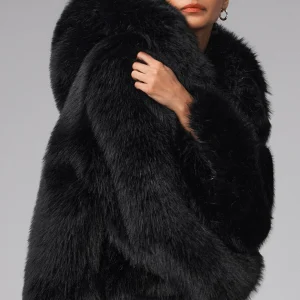 Opulent Faux Fur Statement Jacket - Black