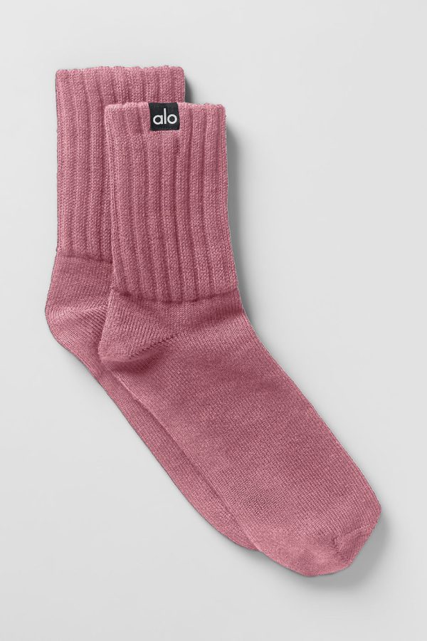 Unisex Half-Crew Scrunch Sock – Pink Wild Rose