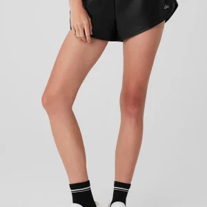 Faux Leather Power Hour Short - Black