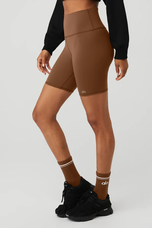 7 High-Waist Biker Short - Cinnamon Brown