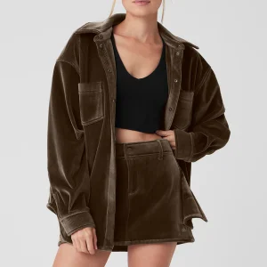 Ribbed Velour Mountain Side Shacket - Macchiato