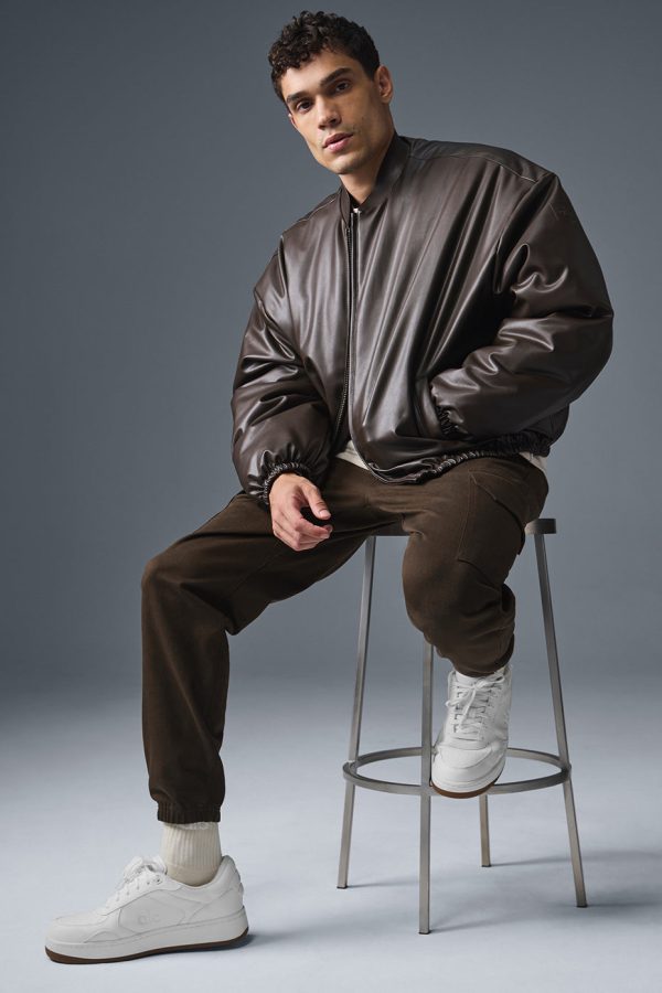 Faux Leather Premier Bomber – Espresso