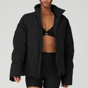 Stretch Woven Street Puffer ?C Black