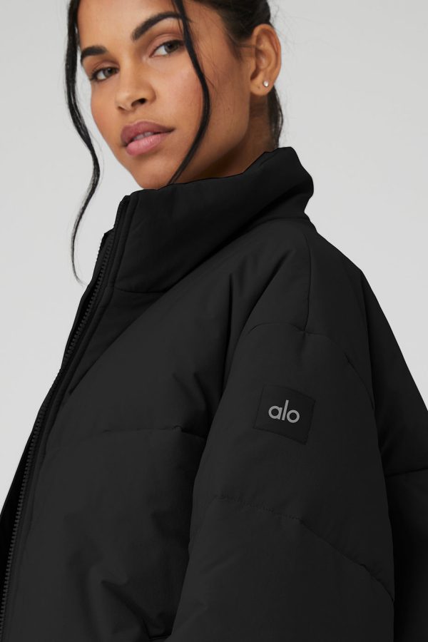 Stretch Woven Street Puffer ?C Black