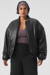 Faux Leather Premier Bomber ?C Black
