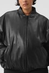 Faux Leather Premier Bomber ?C Black