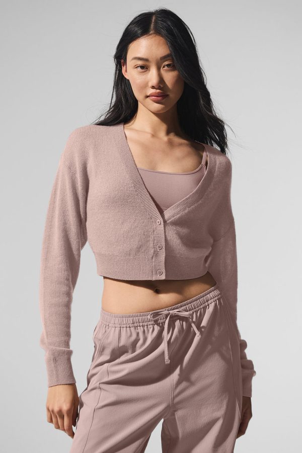 Sheer Cashmere Cropped Cardigan ?C Taupe