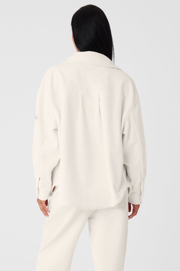 Ribbed Velour Mountain Side Shacket ?C Ivory
