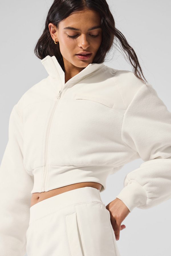 Polar Fleece Cropped Wintry Mix Jacket ?C Ivory
