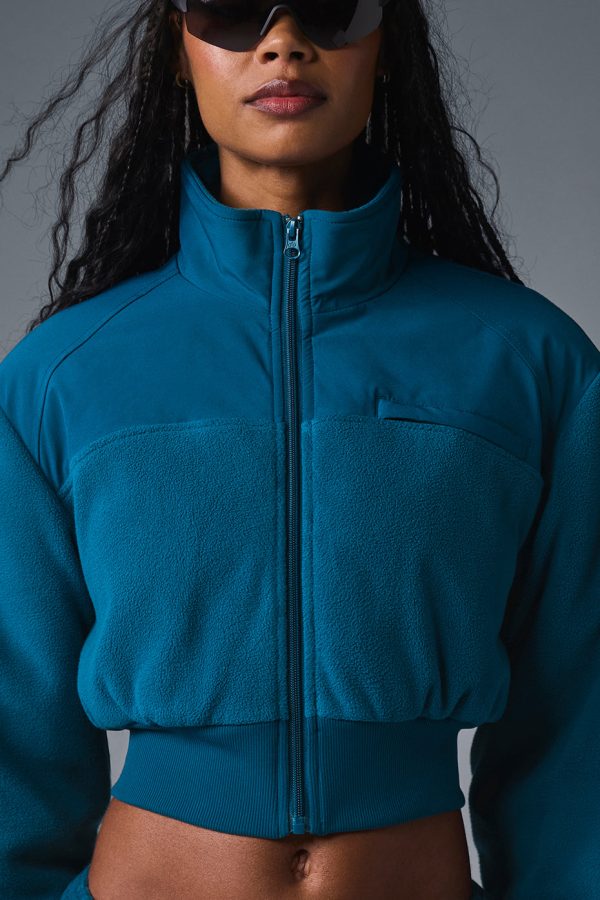 Polar Fleece Cropped Wintry Mix Jacket ?C Eclipse Blue