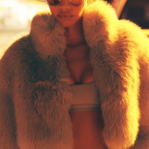 Opulent Faux Fur Cropped Jacket ?C Oat