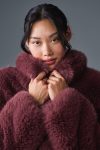 Opulent Faux Fur Cropped Jacket ?C Burgundy Truffle