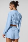 Cropped Breezy Full-Zip Cover Up ?C Seashell Blue