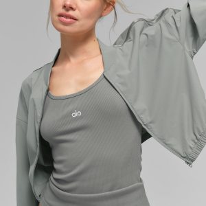 Cropped Breezy Full-Zip Cover Up ?C Lunar Grey