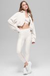 Ribbed Velour Cropped Mountain Side Jacket ?C Ivory
