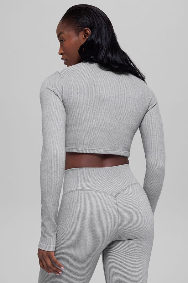 Seamless Two Tone Rib Jacket ?C Light Misty Grey Heather