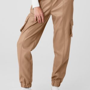 Faux Leather Power Hour Jogger ?C Toasted Almond