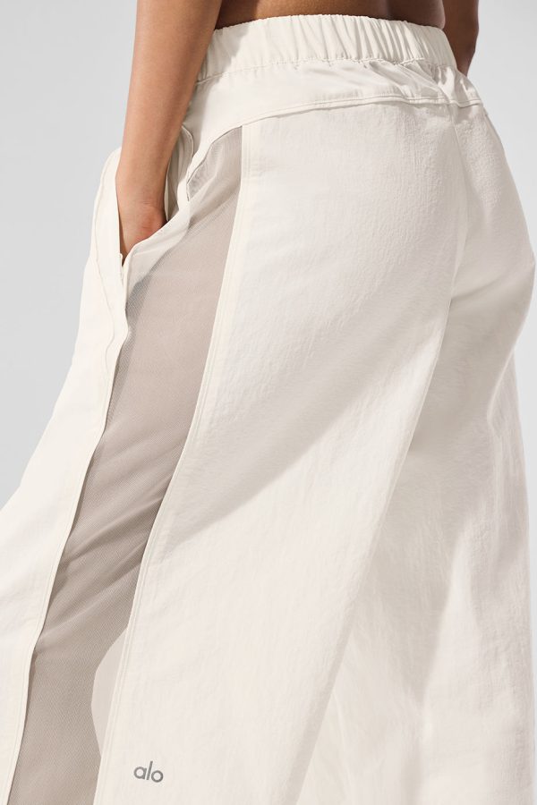 High-Waist Origin Wide Leg Track Pant ?C Ivory