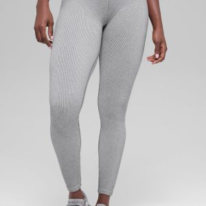 Seamless High-Waist Two Tone Rib Legging ?C Light Misty Grey Heather
