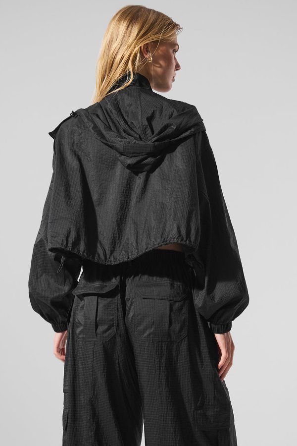 Cropped Game Time Full Zip Jacket ?C Black